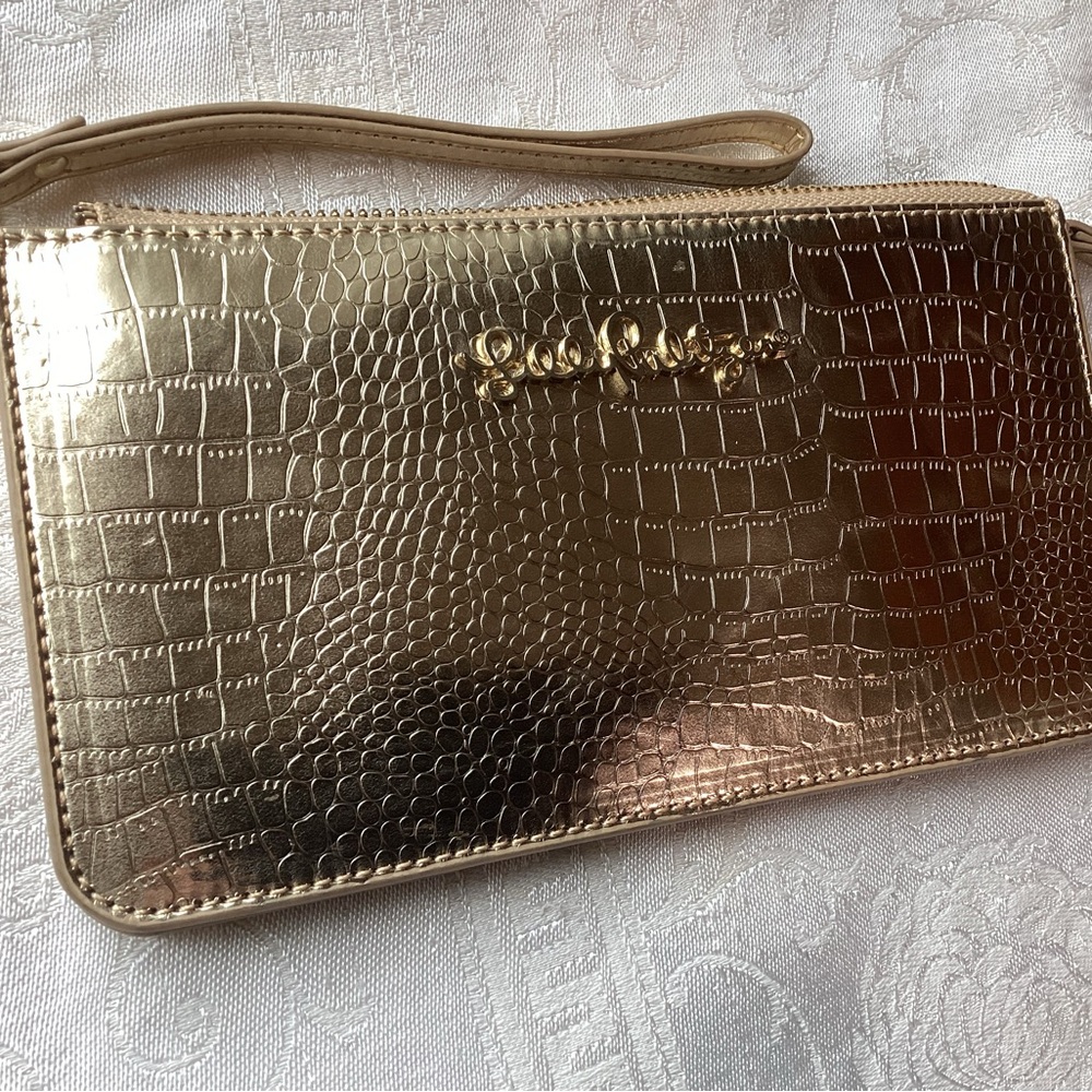Lilly Pulitzer Gold Mock Croc Wallet Wristlet